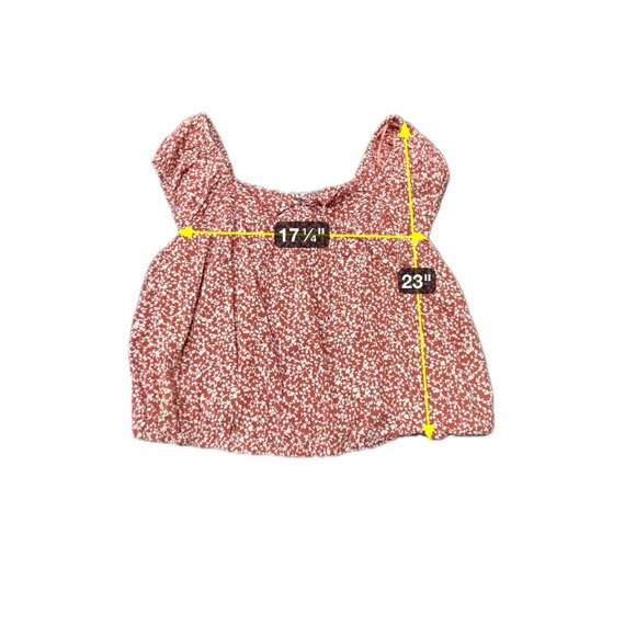 Old Navy NWT Womens Red Floral Print Top Off Shoulder Bubble Design Sz 3X - Picture 9 of 9